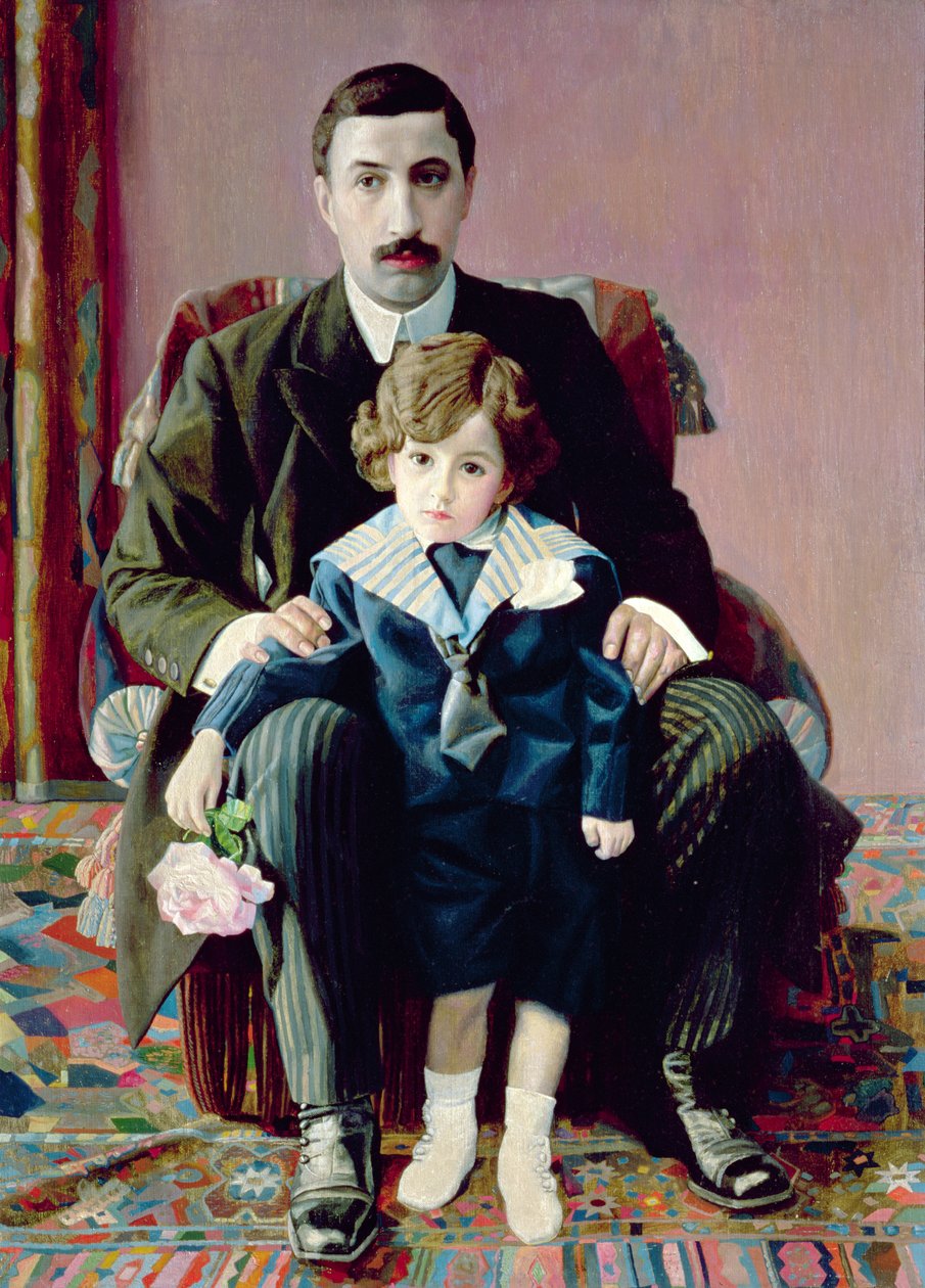 阿尔曼·弗兰切维奇·阿齐贝尔和他的儿子，1915年的肖像 作者 帕维尔·尼古拉耶维奇·菲洛诺夫