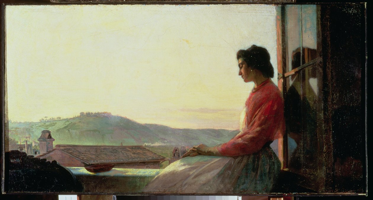 Giovannina坐在窗台上 作者 帕维尔（Pavel Petrovich）Chistiakov