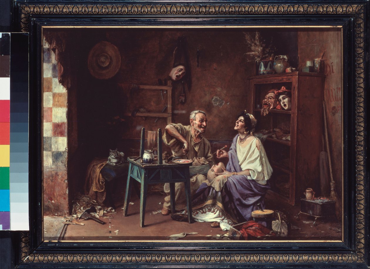 Atelier de masque (Mask Workshop) - Peinture de Pavel Alexandrovich Svedomsky (Svedomski) (1849-1904), huile sur toile 作者 帕维尔（Pavel Alexandrovich Svedomsky）