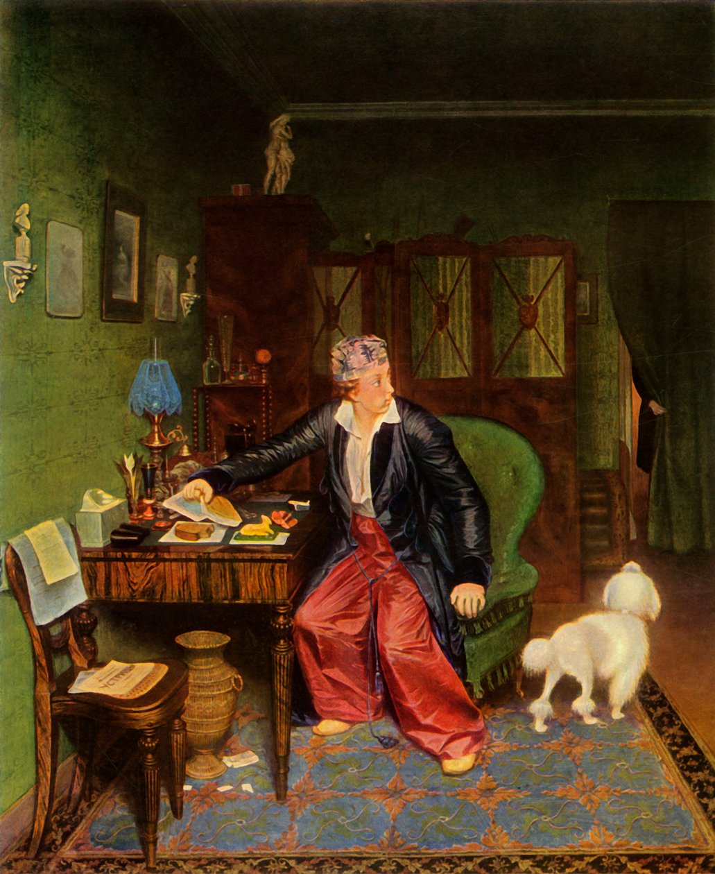 1965年，一位贵族吃早餐或丝绸在肚子上，里面什么也没有，1849-1850年。 作者 帕维尔·安德烈耶维奇·费多托夫（Pavel Andreevich Fedotov）