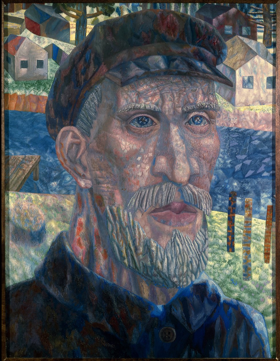 Kolkhoz 成员。(Kolkhoz成员）。苏联农民肖像，在约瑟夫-斯大林（Joseph Vissarionovich Djougachvili dit）（1879-1953 年）政府领导的集体化政策时期（1928-1940 年）。绘画 作者 帕维尔·尼古拉耶维奇·菲洛诺夫