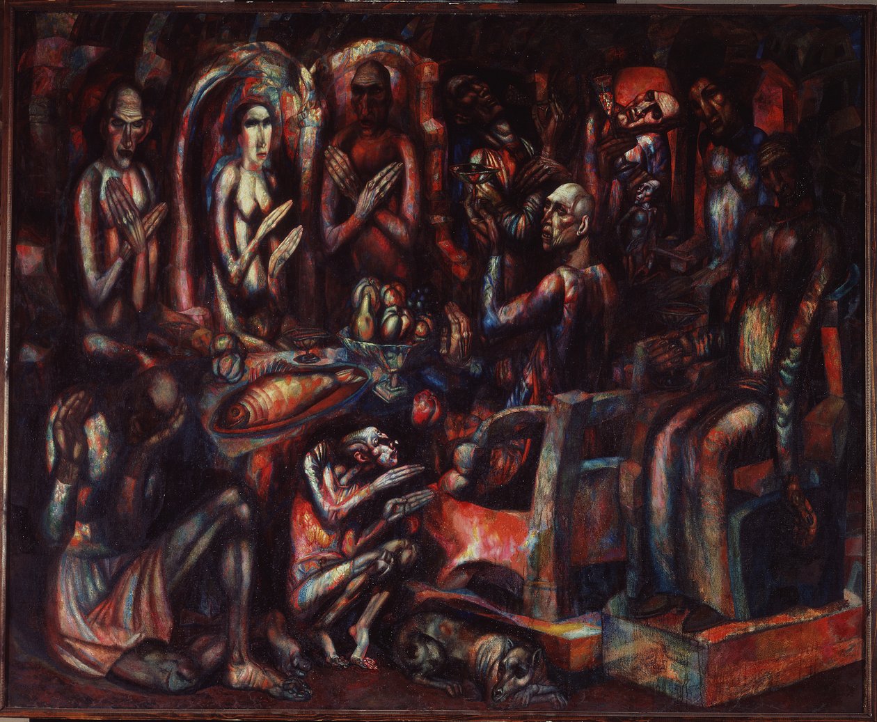 国王盛宴，1913年 作者 帕维尔·尼古拉耶维奇·菲洛诺夫（Pavel Nikolayevich Filonov）