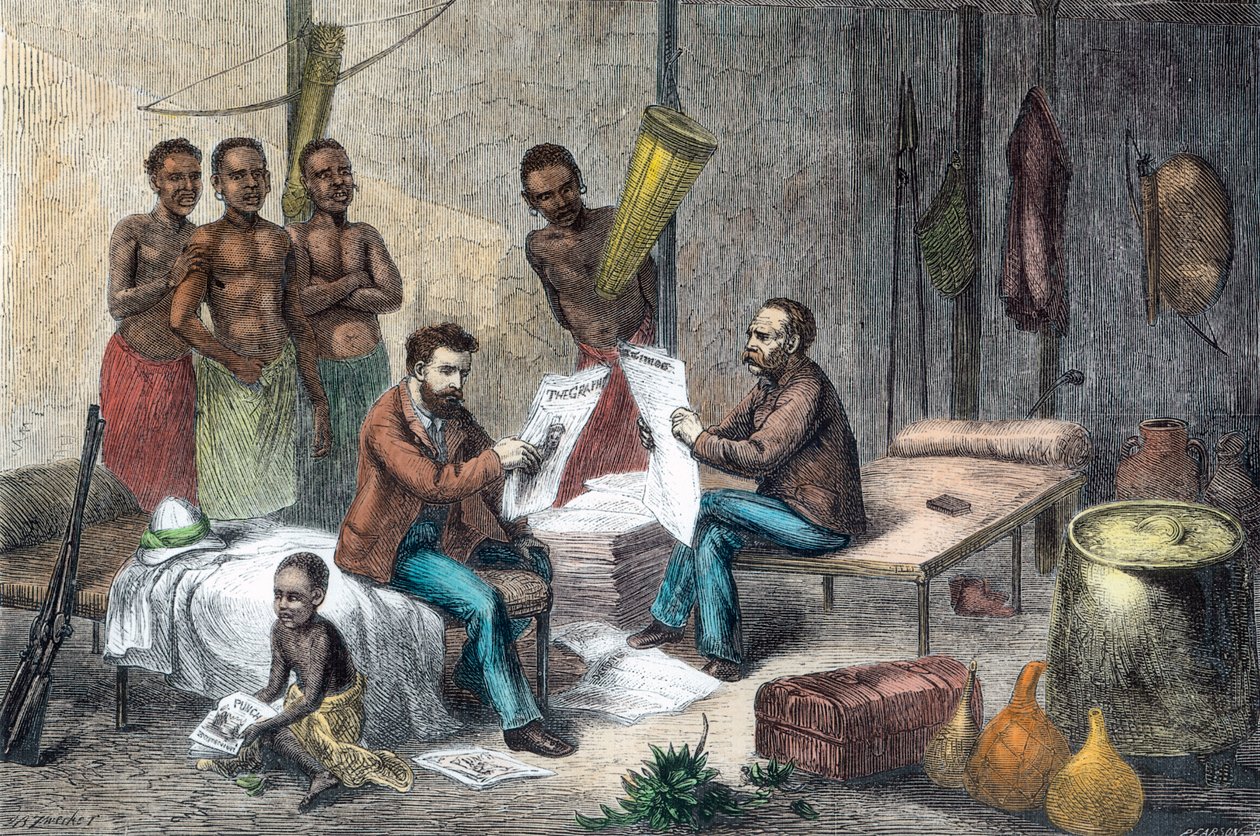 利文斯通和斯坦利在中部非洲接受报纸，1871-1873年 作者 皮尔逊