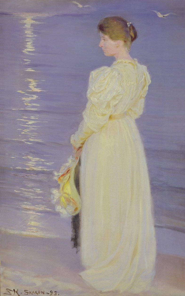 白色的妇女在海滩，1893年 作者 Peder Severin Krøyer