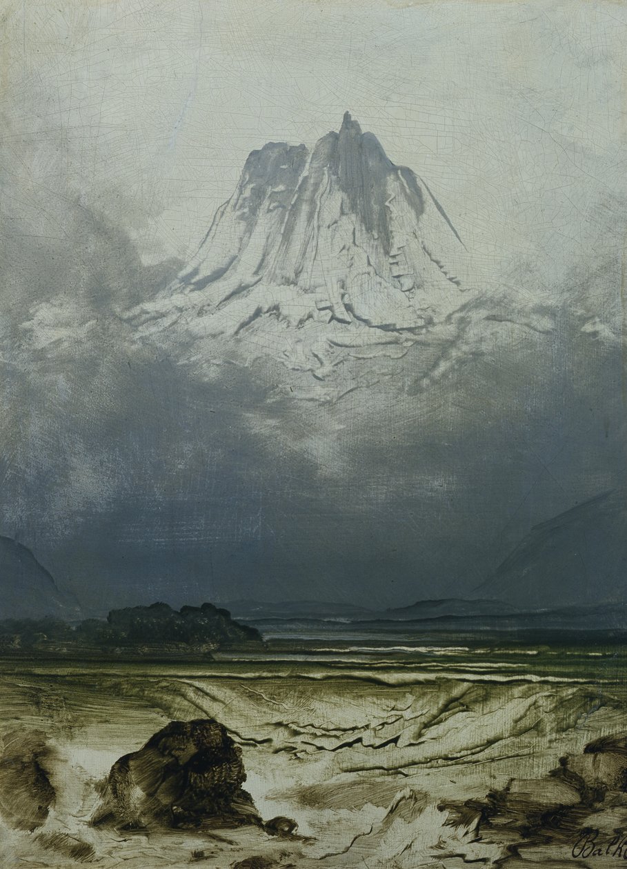 风景研究，挪威北部（油画板） 作者 彼得·巴尔克
