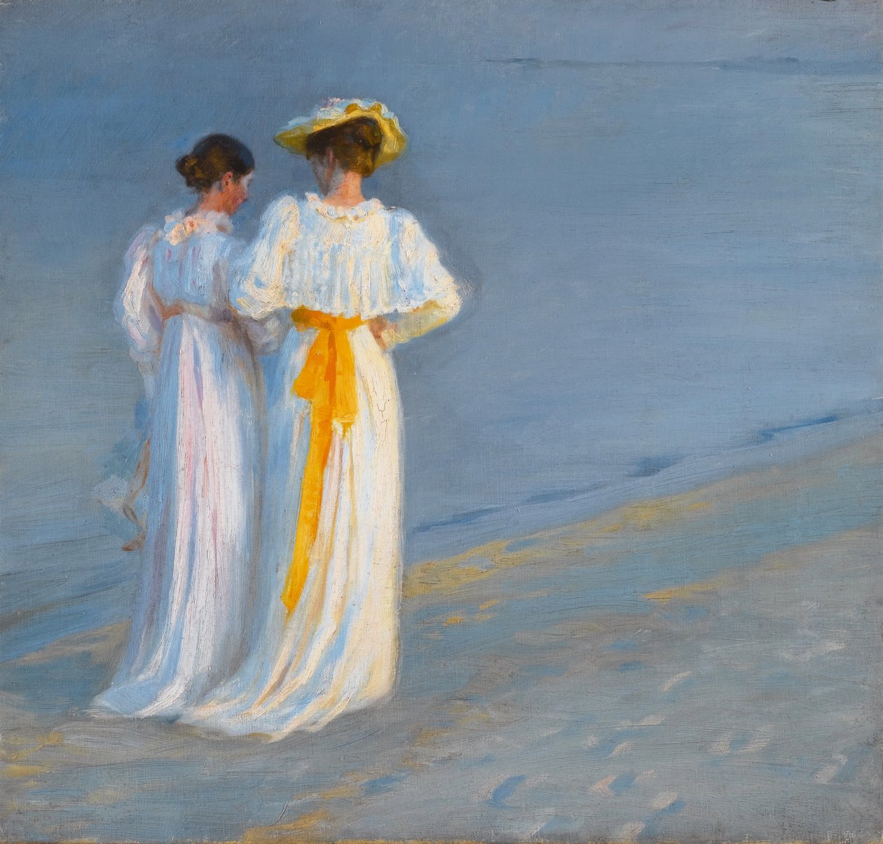 安娜-安彻和玛丽-克勒耶在斯卡根海滩上 作者 Peder Severin Krøyer