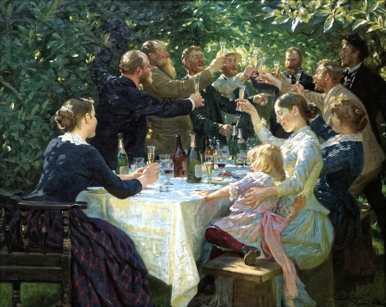 丹麦语  嘻，嘻，万岁！斯卡根的艺术家派对，嘻，嘻，万岁！ 作者 Peder Severin Krøyer