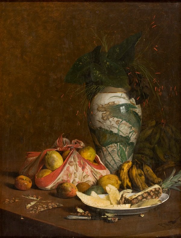 静物与花瓶和FruitnPortugues：静物与花瓶和水果 作者 佩德罗·亚历山德里诺·博尔赫斯