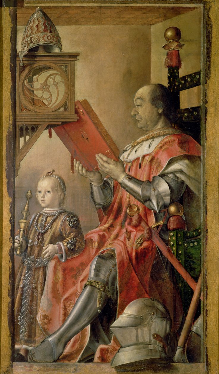 来自乌尔比诺公爵Montefeltro（1422-82）和他的儿子Guidobaldo（d.1508）的Federigo的肖像 作者 佩德罗·贝鲁格特