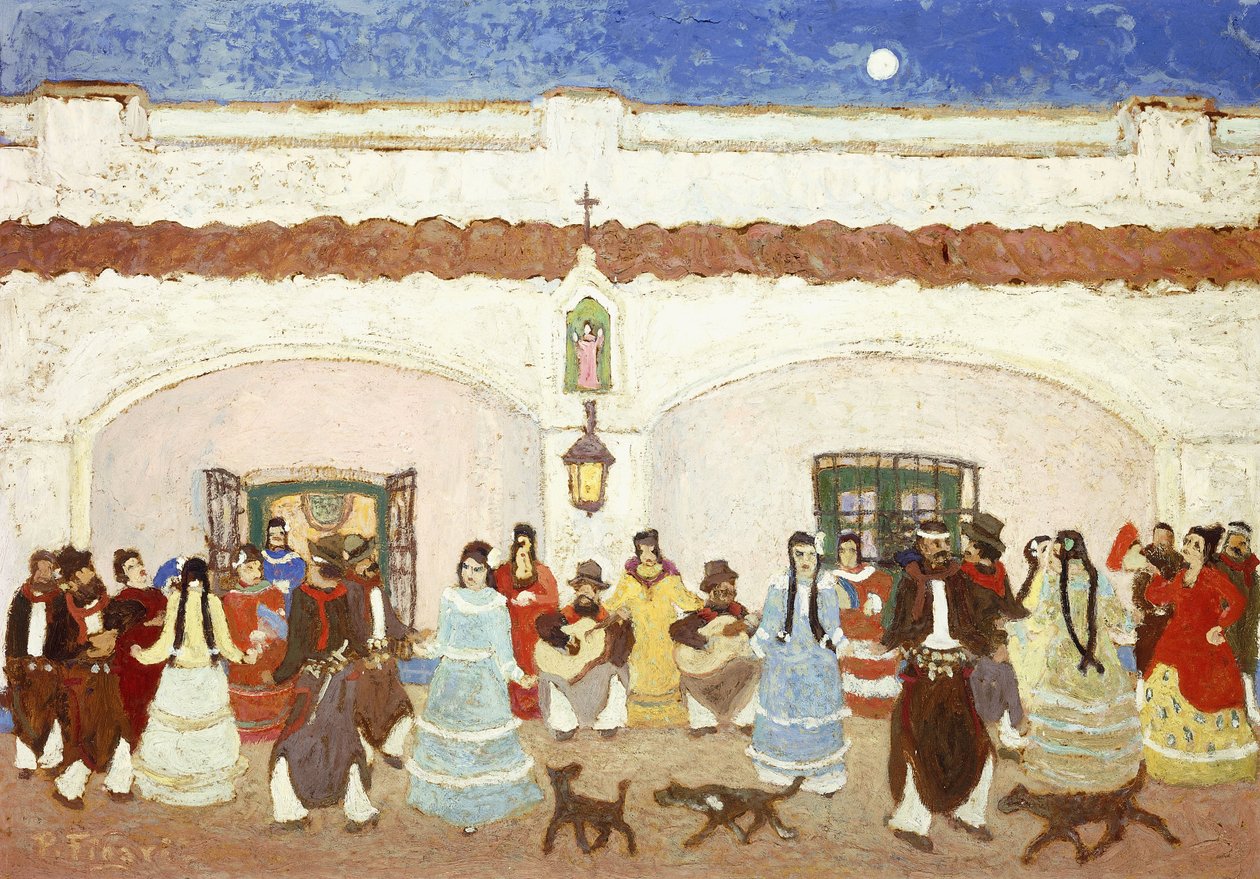 在露台上跳舞；在露台上跳舞 作者 佩德罗·菲加里（Pedro Figari）
