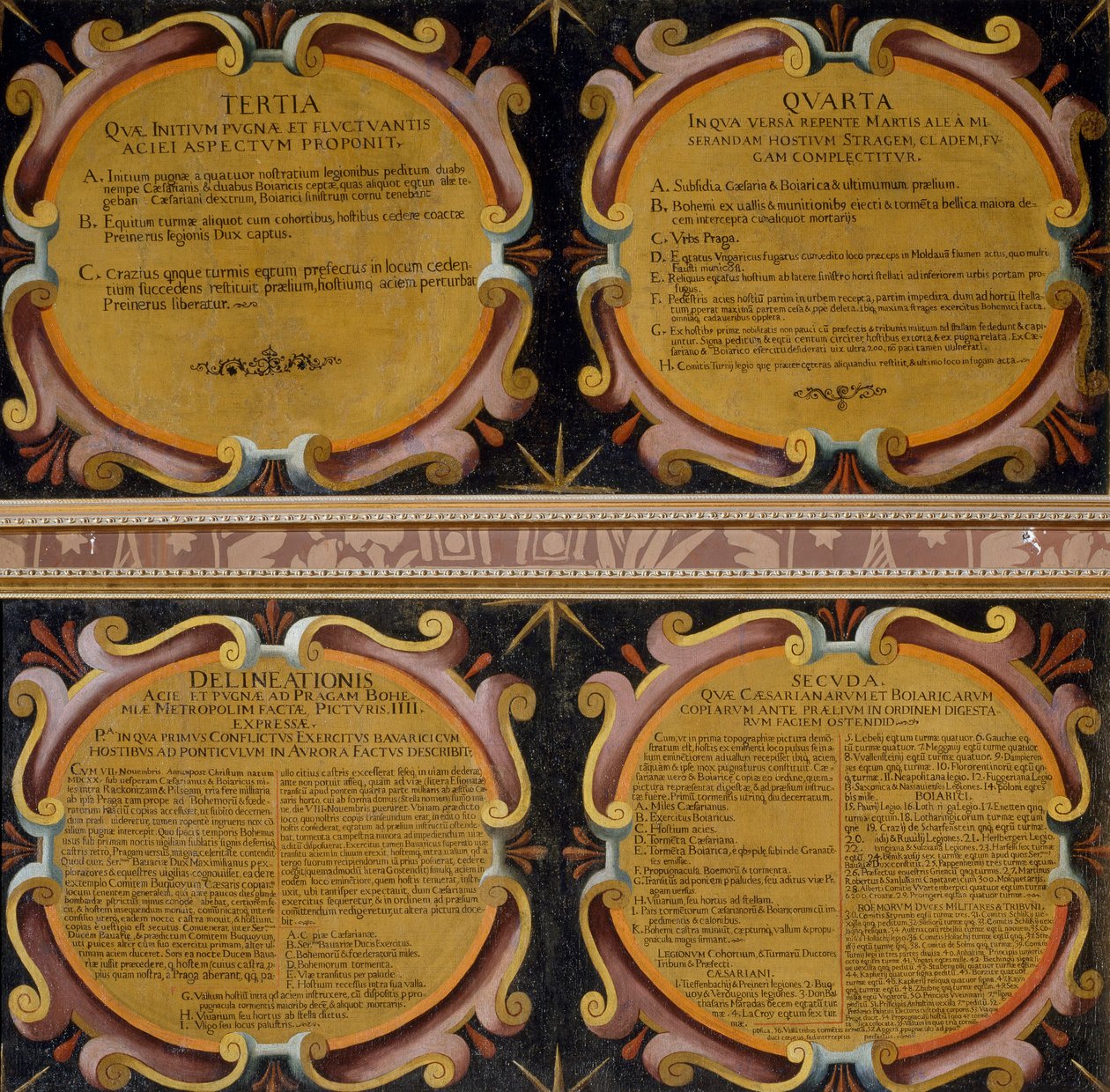 1620年11月7日至8日白山战役的四幅画的说明，彼得-斯奈尔（1592-1667），保存在罗马的圣玛丽亚-德拉-维托利亚。 作者 皮特·斯奈尔斯