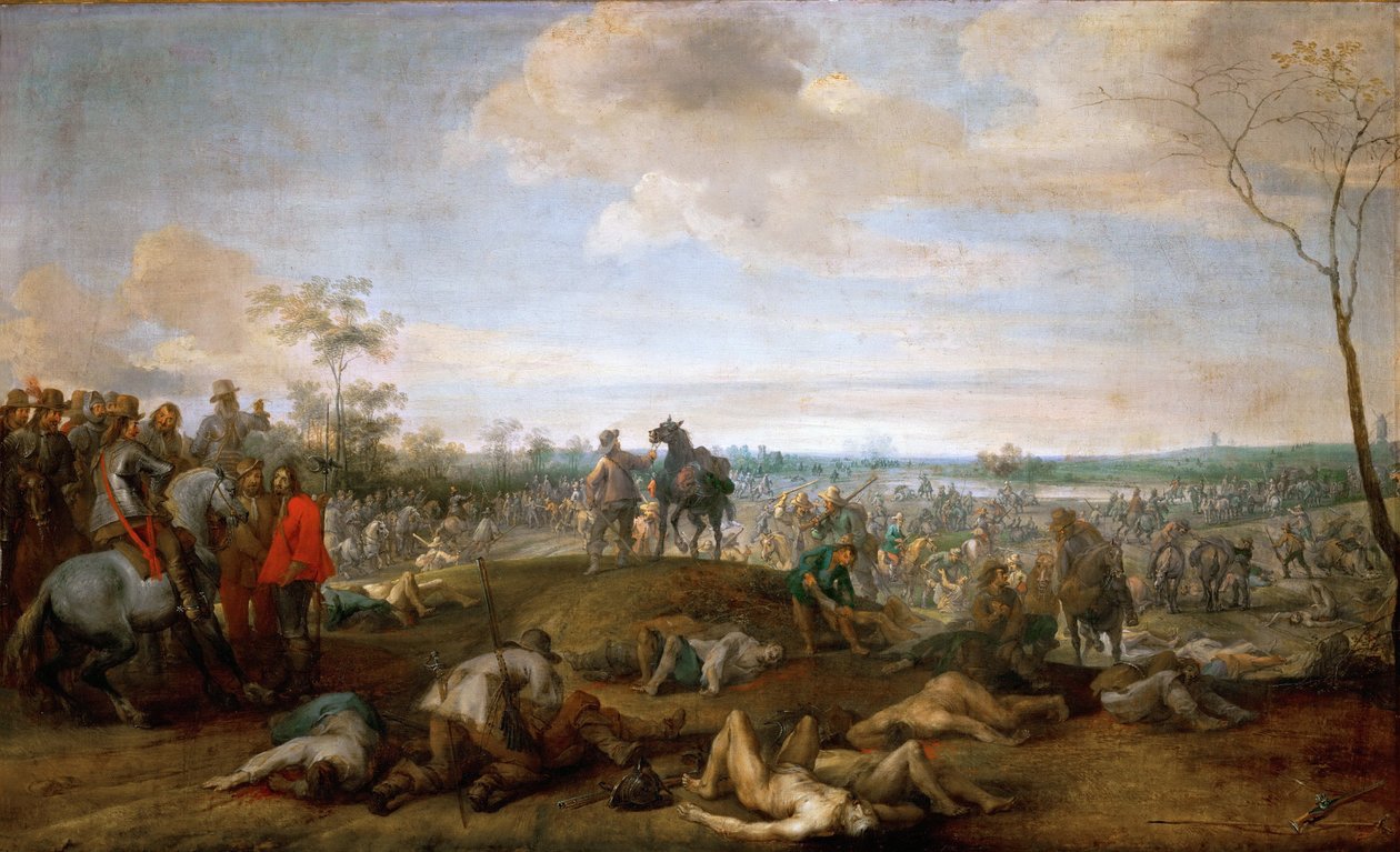 Scene de Bataille, guerre de trente ans - 战场。 三十年战争的场景，由 Snayers, Pieter (1592-1667)。 布面油画，1659 年之前。尺寸：75x121 厘米。 维也纳艺术史博物馆 作者 皮特·斯奈尔斯
