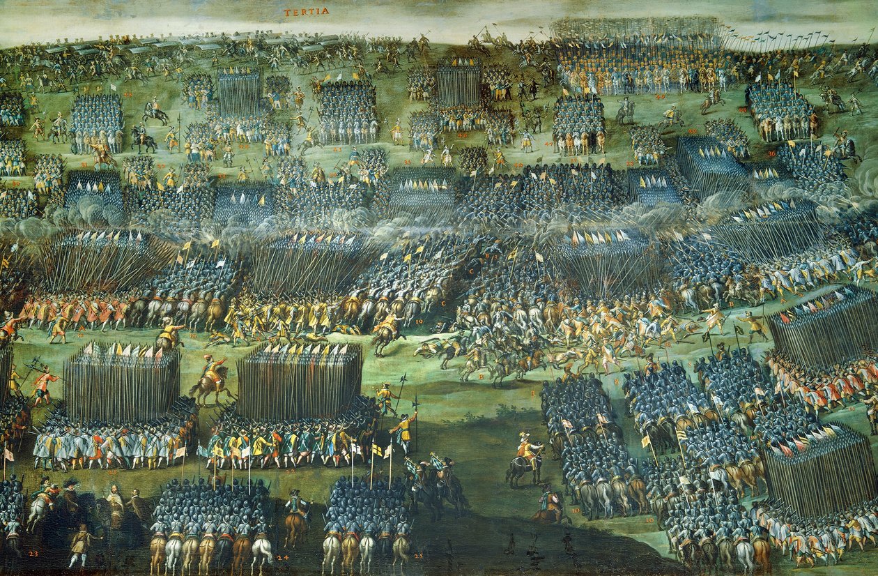 1620年11月7-8日布拉格附近的白山之战，由Pieter Snayers（1592-1667）绘制，保存在罗马的Santa Maria della Vittoria。细节。三十年战争，捷克共和国 作者 皮特·斯奈尔斯