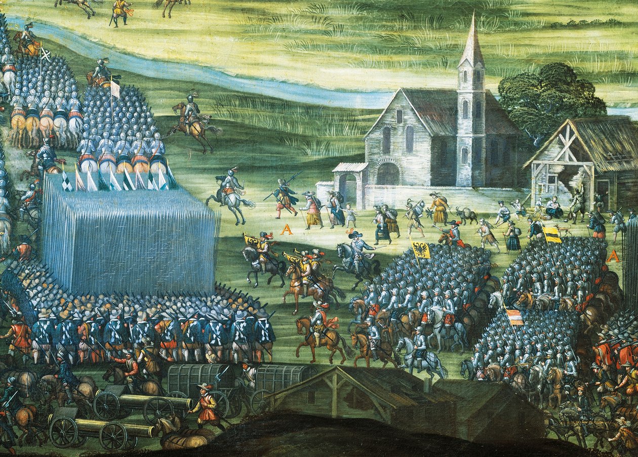 1620年11月7-8日布拉格附近的白山之战，由Pieter Snayers（1592-1667）绘制，保存在罗马的Santa Maria della Vittoria。细节。三十年战争，捷克共和国 作者 皮特·斯奈尔斯