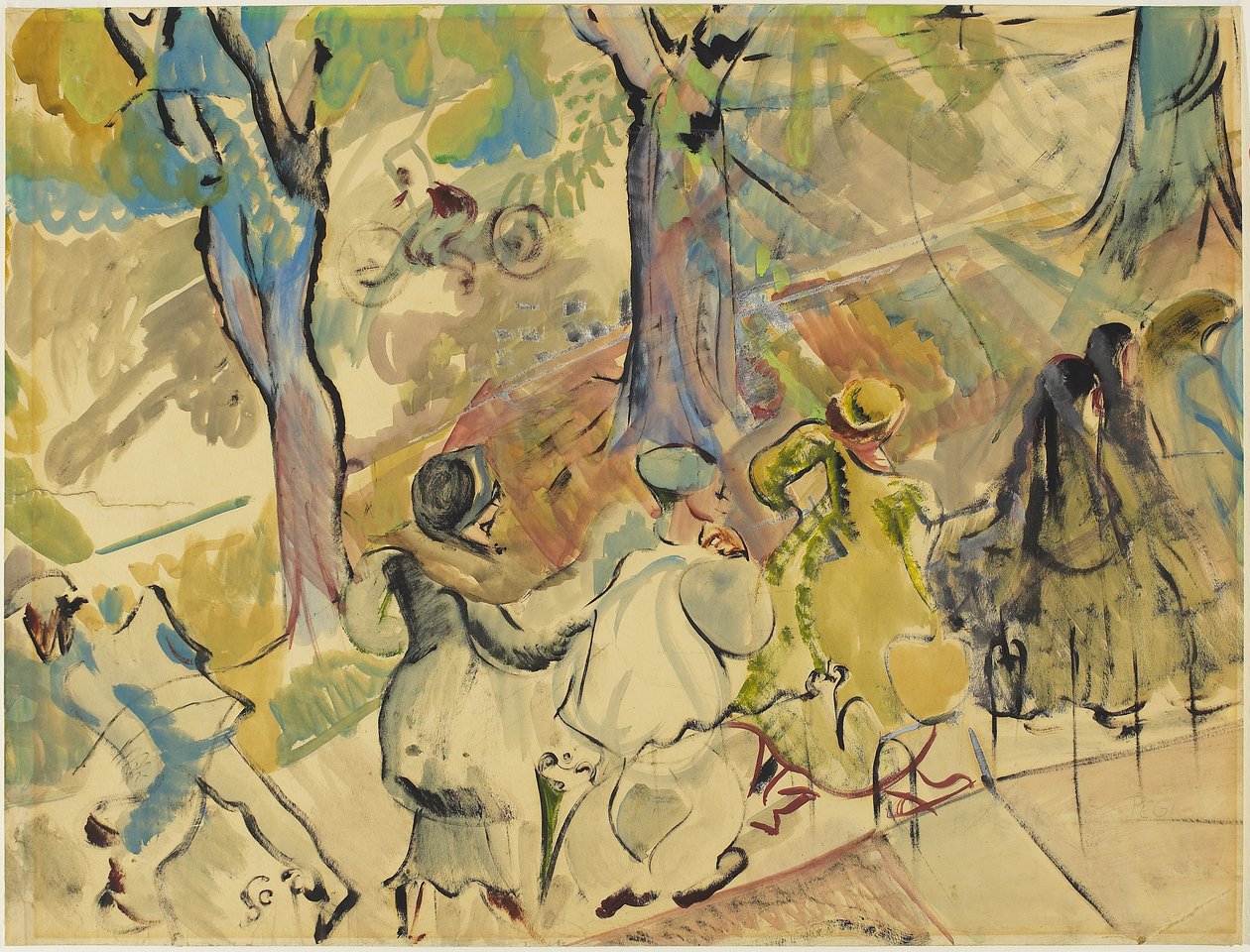 贾维斯街人行道，c.1936（纸本水彩、水粉和油画） 作者 佩吉·尼科尔·麦克劳德
