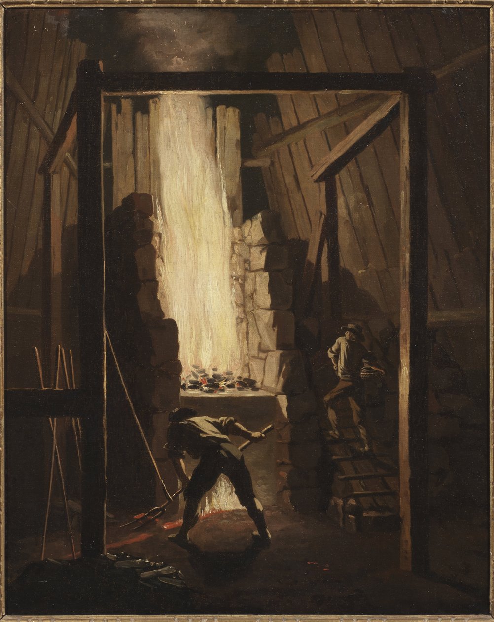 Interieur de lafonderei de cuivre a Falun (Suede) - 法轮铜铸造厂的内部，佩尔 Hillestroem（1732-1816 年）。 布面油画 作者 佩尔·希勒斯特罗姆（PehrHilleström）