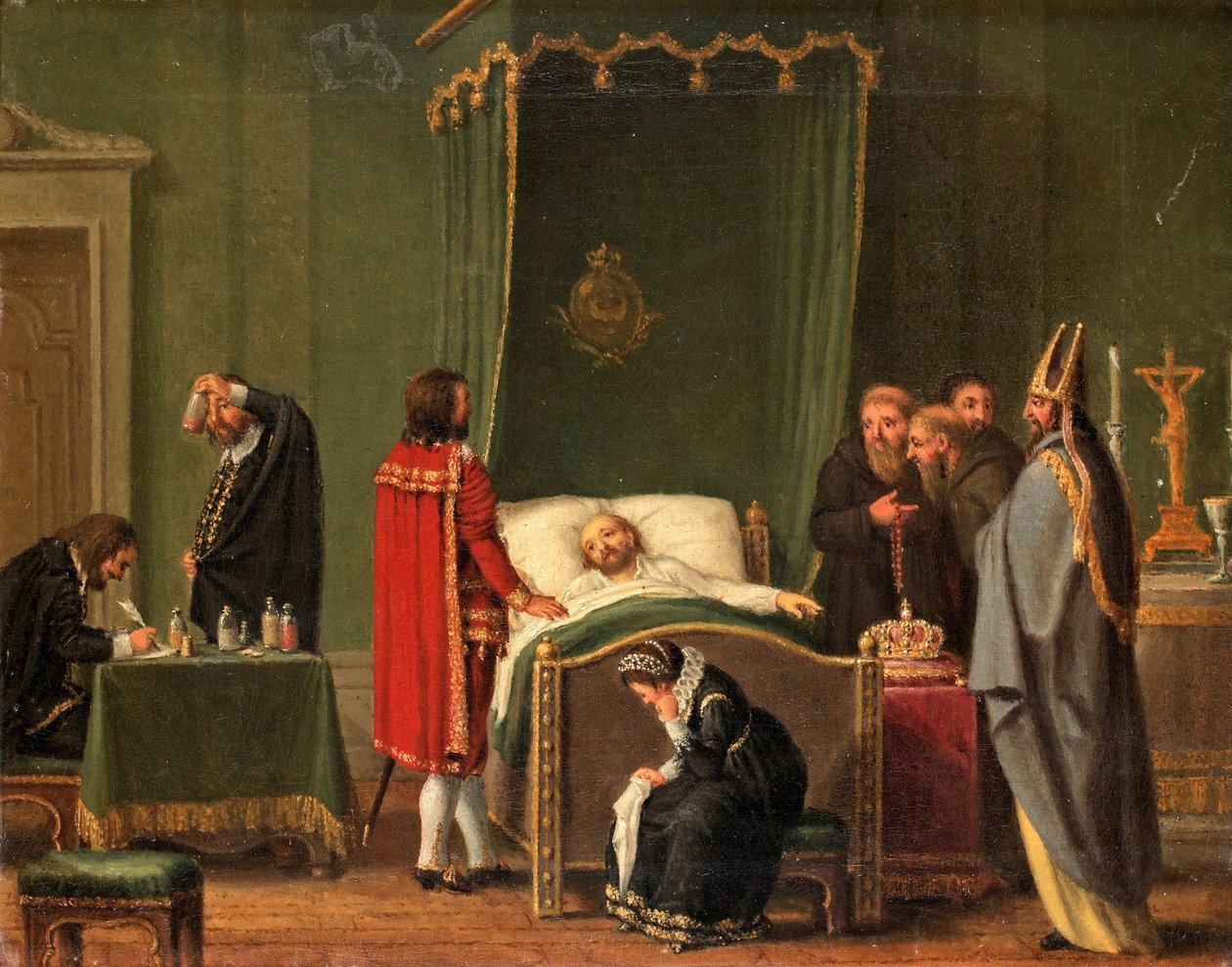 瑞典国王查理八世死床的Sten Sture 作者 佩尔·希勒斯特罗姆（PehrHilleström）