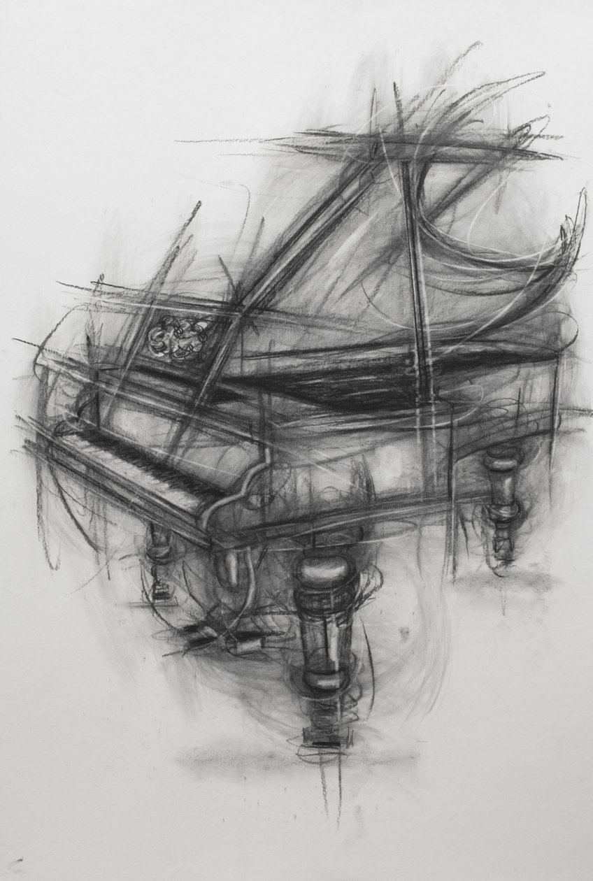 Grand Piano, 2005 (charcoal on paper) 作者 潘妮·沃登（Penny Warden）