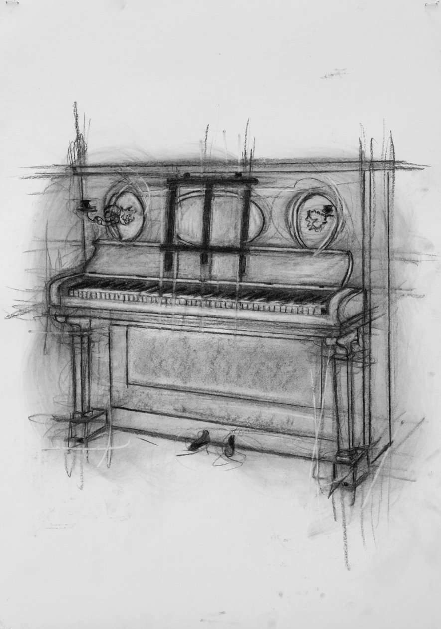 Piano,2005 (charcoal on paper) 作者 潘妮·沃登（Penny Warden）
