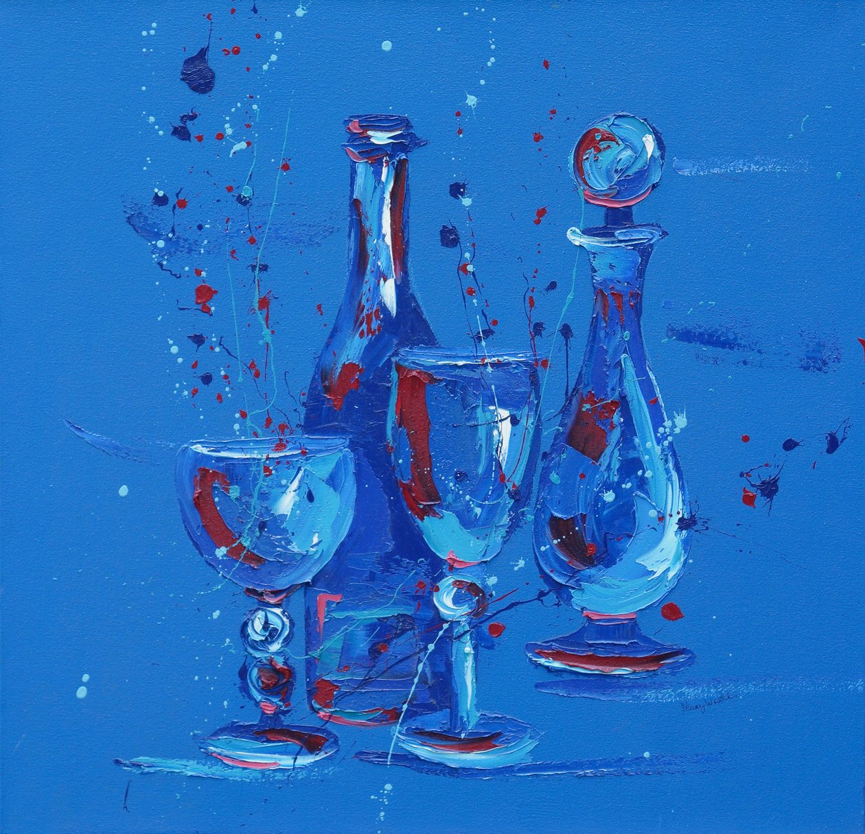 蓝色的静物，2005年（布面油画 作者 潘妮·沃登（Penny Warden）