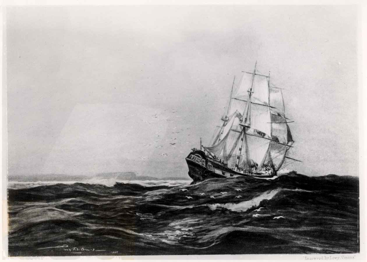 1900年的Endeavour at Sea，由Lowy雕刻而成 作者 珀西FS Spence