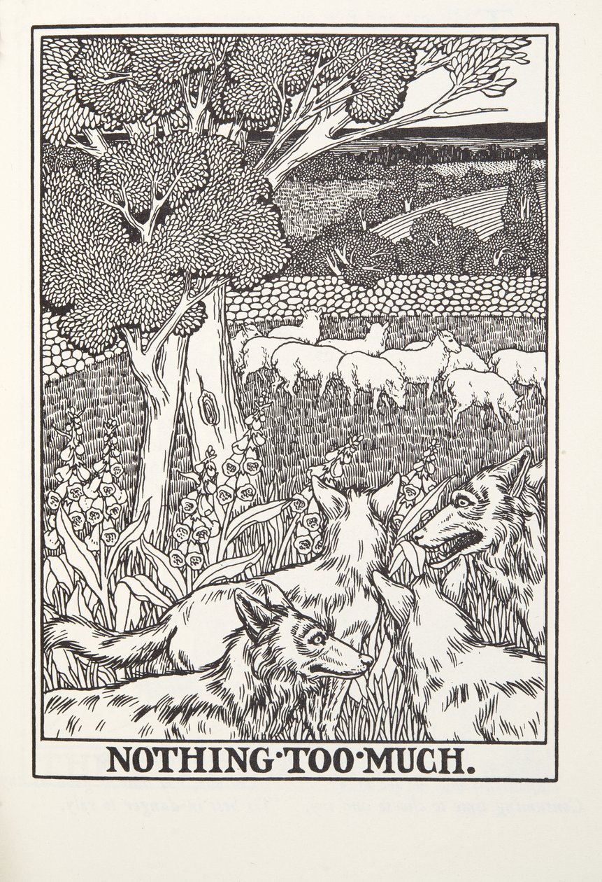 Nothing Too Much, from Fontaine Fables, pub.1905年（雕版画 作者 珀西·比林斯赫斯特（Percy J.