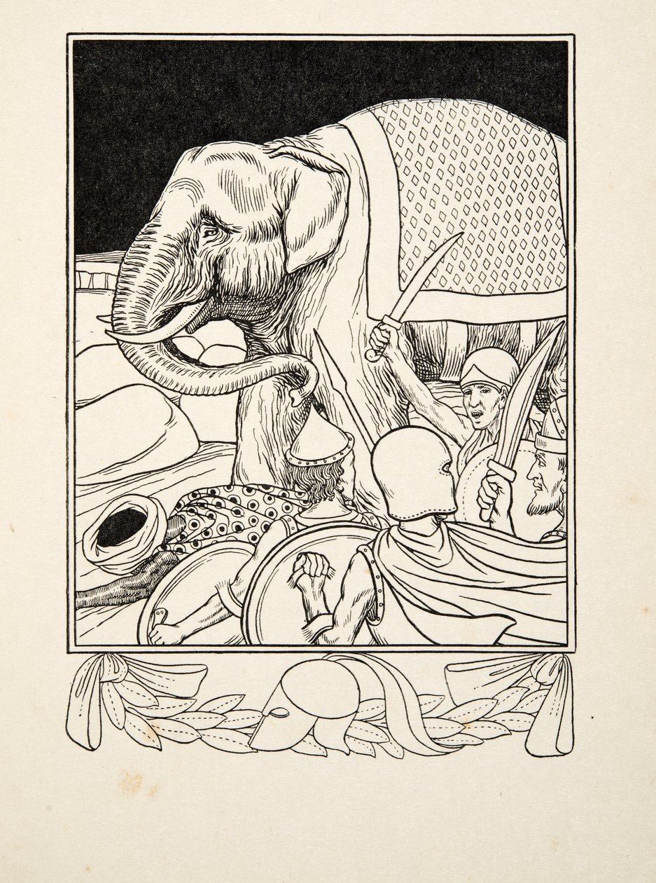 Porus由他的大象保存，来自A Hundred Anecdotes of Animals，pub。 1924年 作者 珀西·比林斯赫斯特（Percy J.