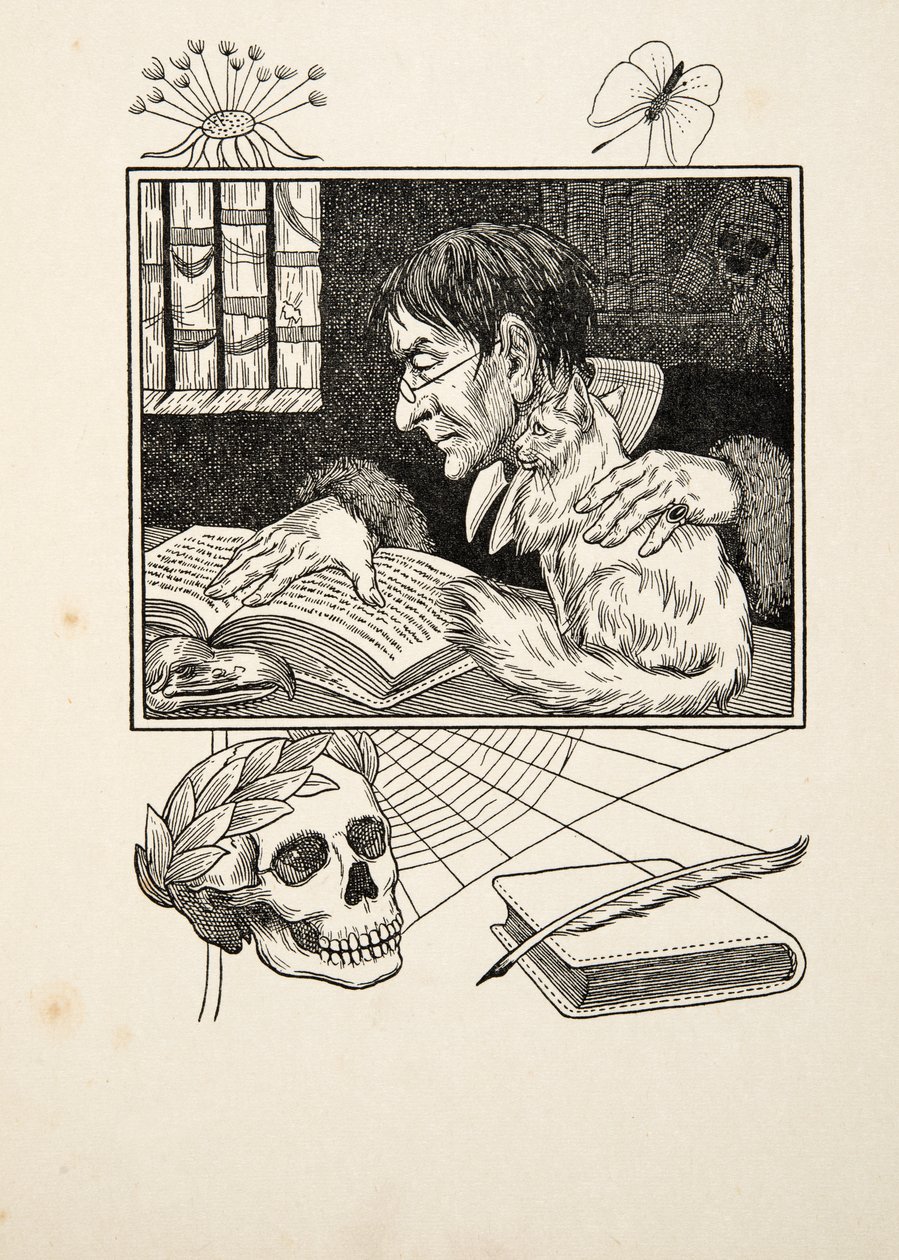 Sonnini和他的猫，来自A Hundred Anecdotes of Animals，pub。 1924年 作者 珀西·比林斯赫斯特（Percy J.