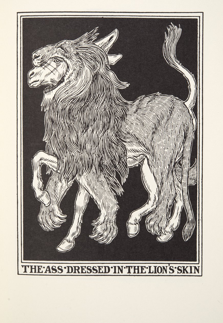 屁股穿着狮子皮，来自Fontaine Fables，酒吧。 1905年 作者 珀西·比林斯赫斯特（Percy J.