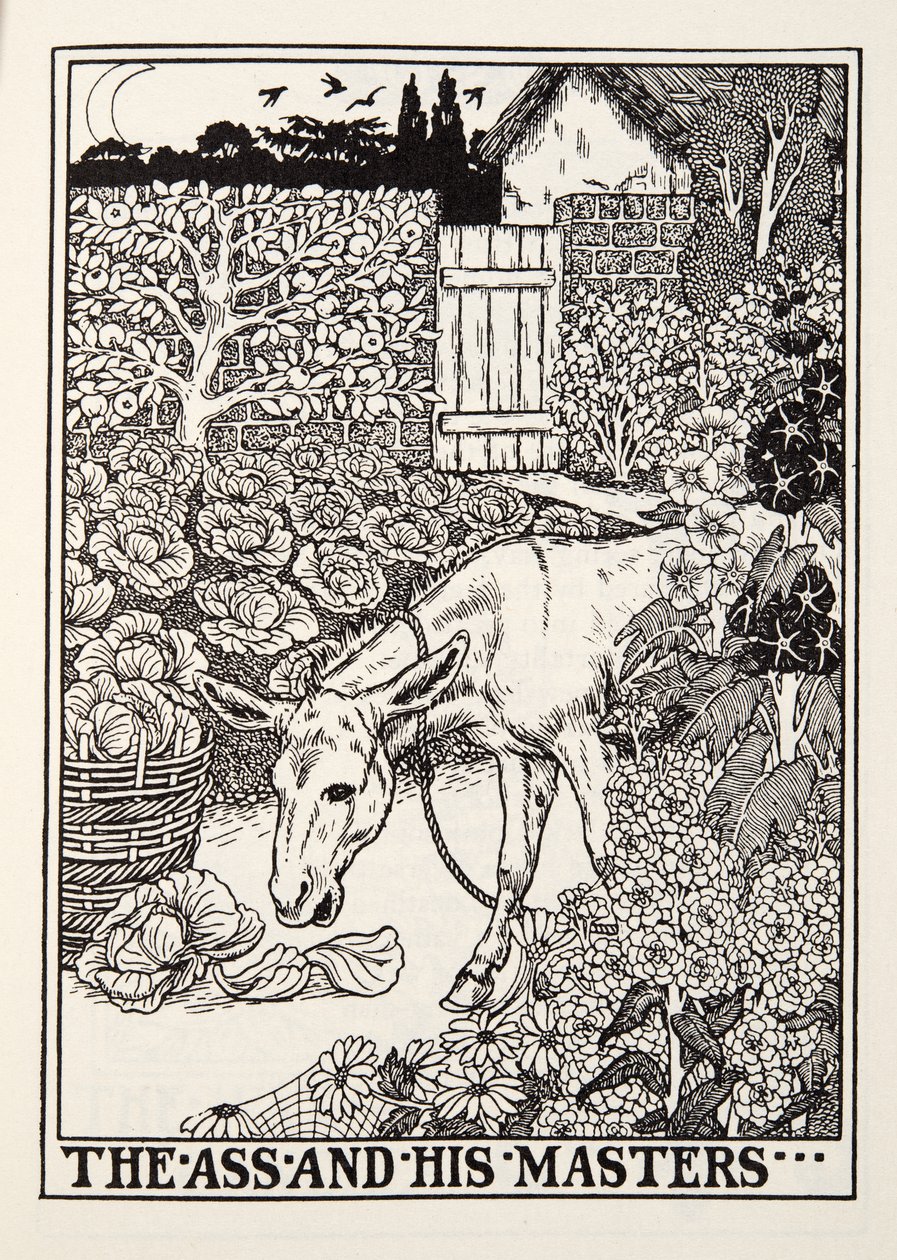 来自Fontaine Fables酒吧的驴子和他的大师。 1905年 作者 珀西·比林斯赫斯特（Percy J.