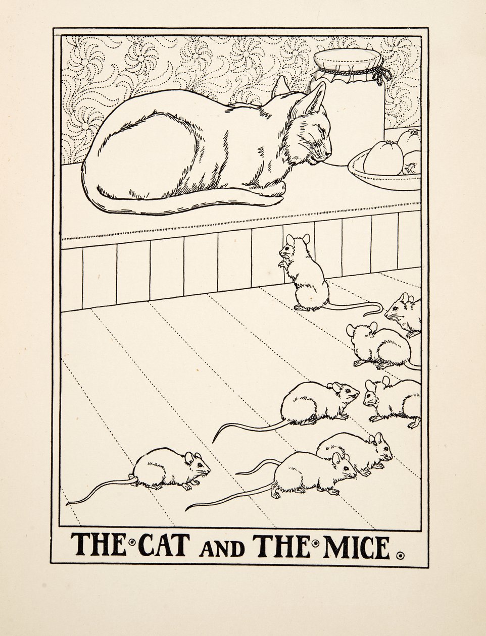 猫和老鼠》，选自《伊索的一百个寓言》，1903年出版（雕刻）。 作者 珀西·比林斯赫斯特（Percy J.