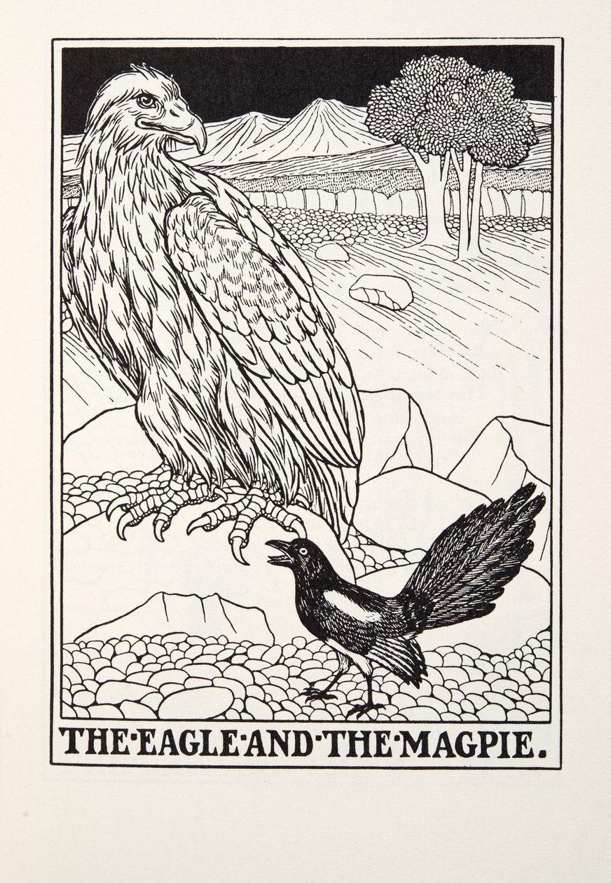 The Eagle and the Magpie，来自Fontaine Fables，酒吧。 1905年 作者 珀西·比林斯赫斯特（Percy J.
