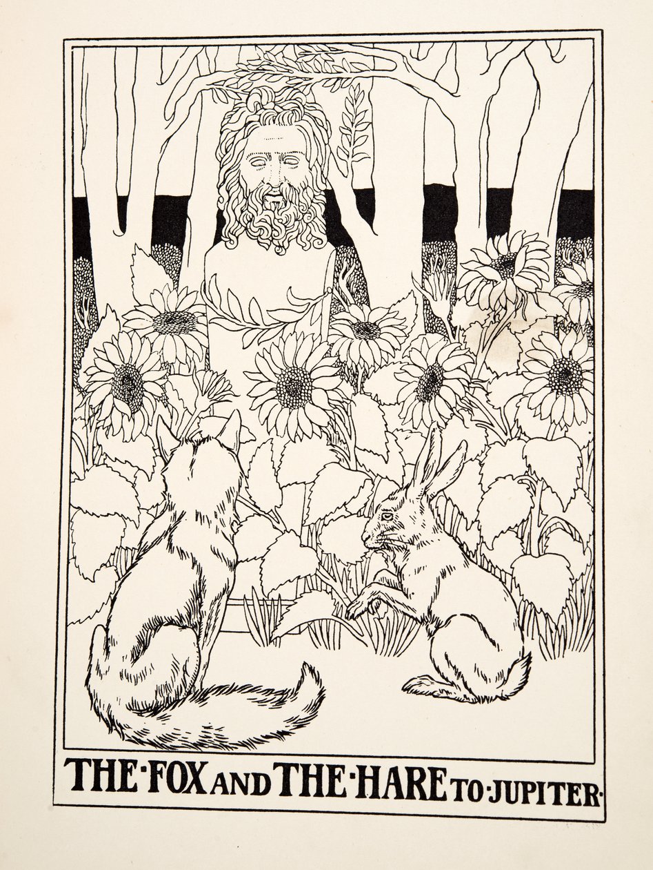 狐狸和野兔到木星，来自阿索普的一百个寓言，1903年 作者 珀西·比林斯赫斯特（Percy J.