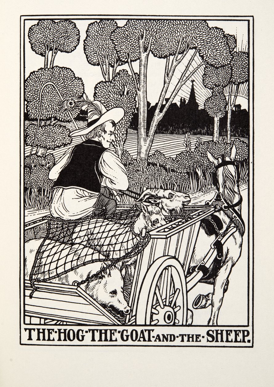 来自Fontaine Fables酒吧的猪，山羊和绵羊。 1905年 作者 珀西·比林斯赫斯特（Percy J.