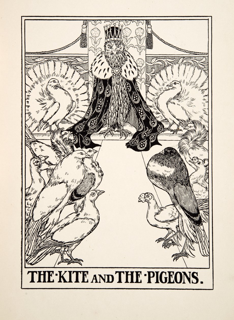 风筝和鸽子，来自A Andred寓言的伊索，pub.1903 作者 珀西·比林斯赫斯特（Percy J.