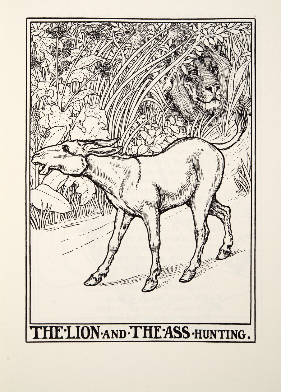 狮子和狩猎，来自Fontaine Fables，酒吧。 1905年 作者 珀西·比林斯赫斯特（Percy J.