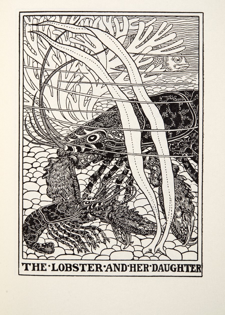 龙虾和她的女儿，来自Fontaine Fables，酒吧。 1905年 作者 珀西·比林斯赫斯特（Percy J.