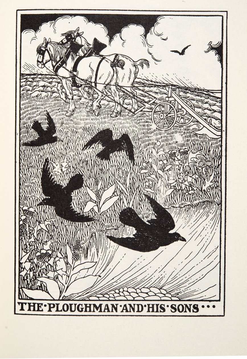 The Plowman和他的儿子，来自Fontaine Fables，酒吧。 1905年 作者 珀西·比林斯赫斯特（Percy J.