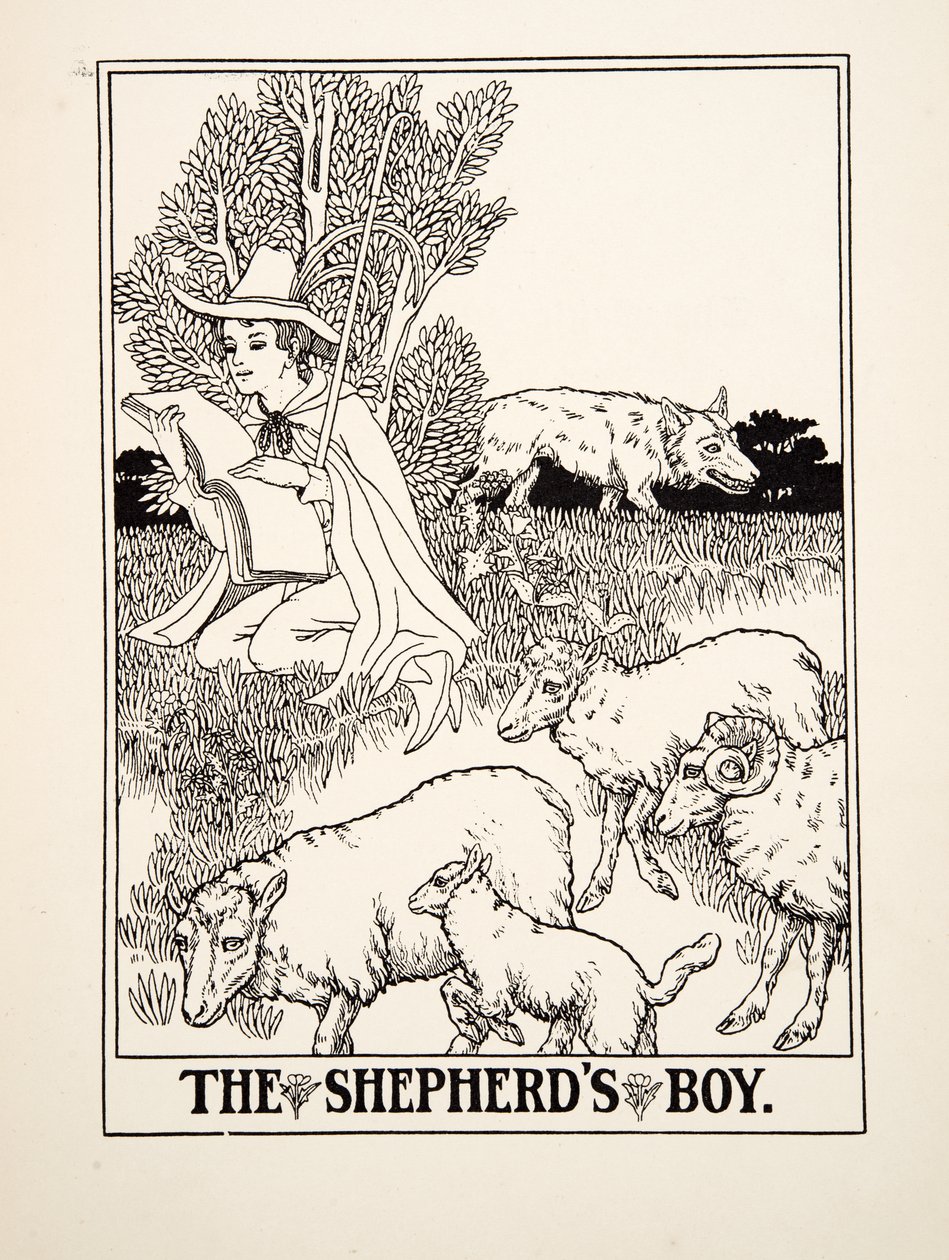 The Shepherds Boy，来自A Andred寓言的Aesop，pub.1903 作者 珀西·比林斯赫斯特（Percy J.