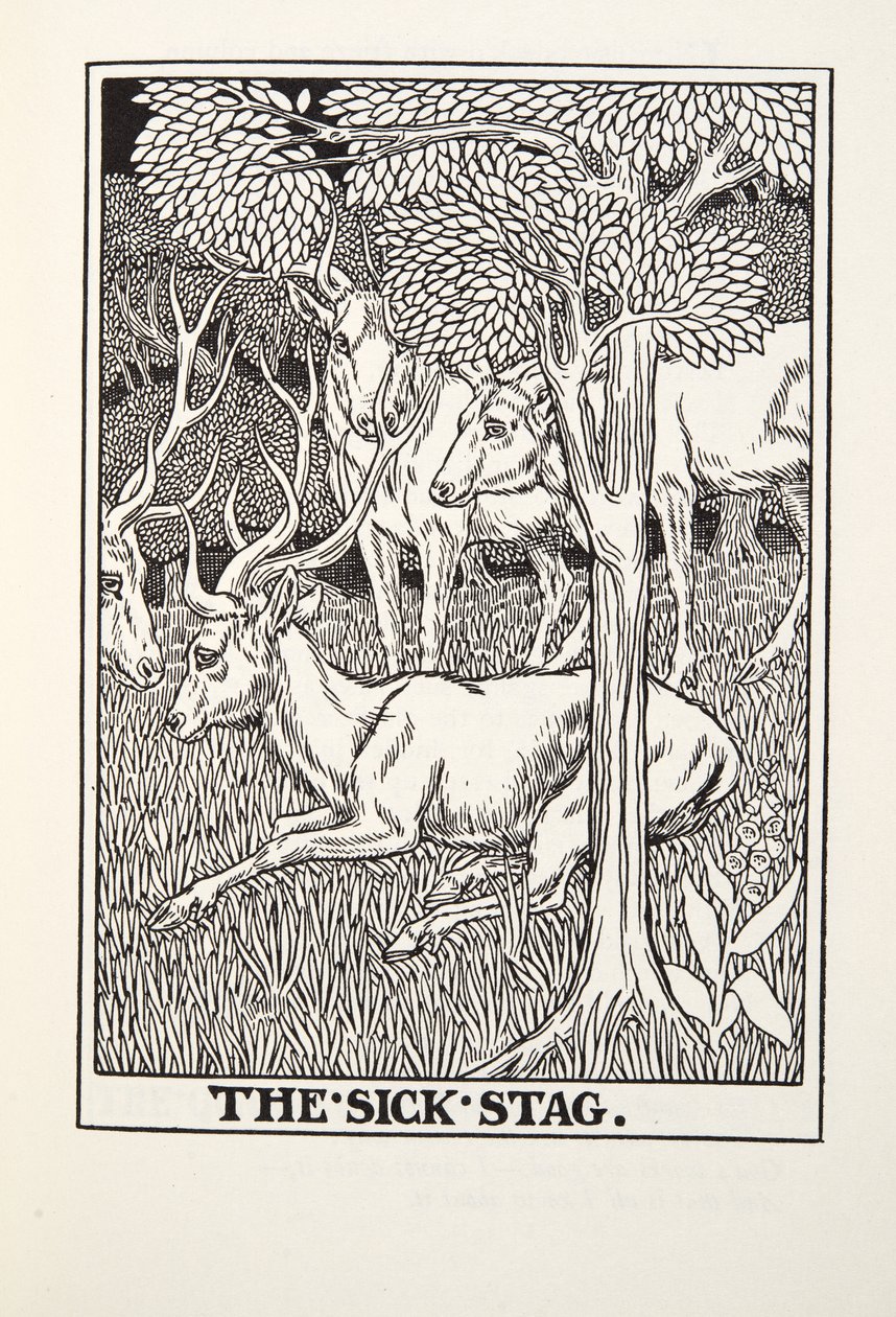 The Sick Stag，来自Fontaine Fables，酒吧。 1905年 作者 珀西·比林斯赫斯特（Percy J.