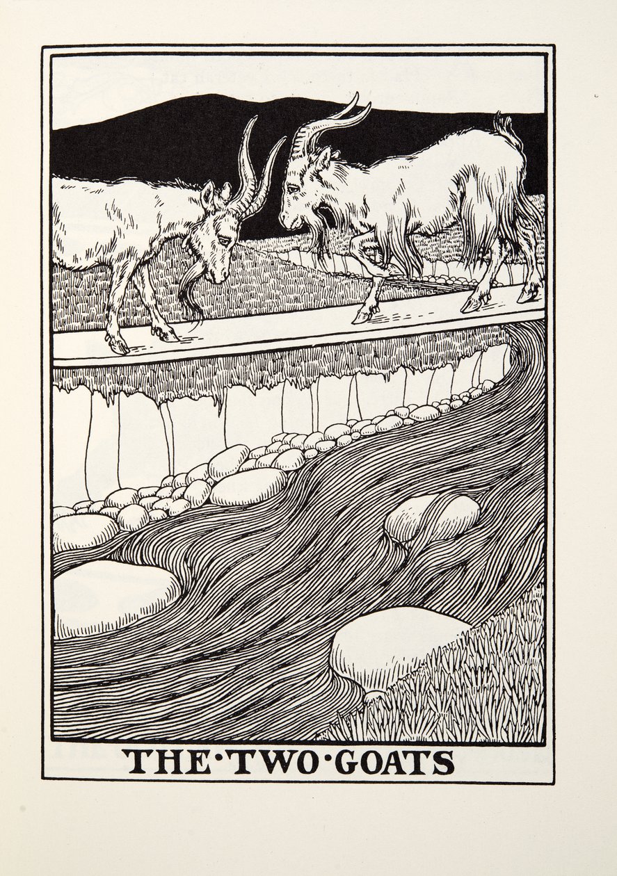两只山羊，来自Fontaine Fables，酒吧。 1905年 作者 珀西·比林斯赫斯特（Percy J.