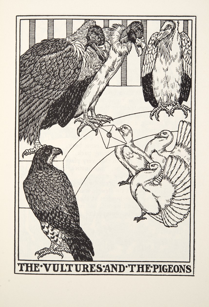 秃鹰和鸽子，来自Fontaine Fables，酒吧。 1905年 作者 珀西·比林斯赫斯特（Percy J.