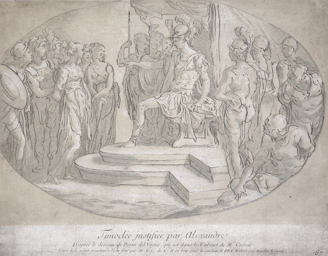 亚历山大·蒂莫克利（Alexandre et Timoclee），由尼古拉斯·勒苏埃（Nicolas Lesueur）（1691-1764）刻版 作者 佩里诺·德尔·瓦加（Perino del Vaga）