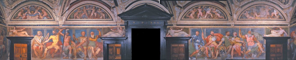 英雄凉廊。详情。德尔普林西比别墅，约1530年 作者 佩里诺·德尔·瓦加（Perino del Vaga）
