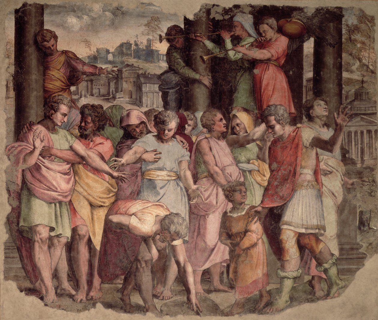 Tarquinius the Proud在国会山建立了木星神庙，1525年 作者 佩里诺·德尔·瓦加（Perino del Vaga）
