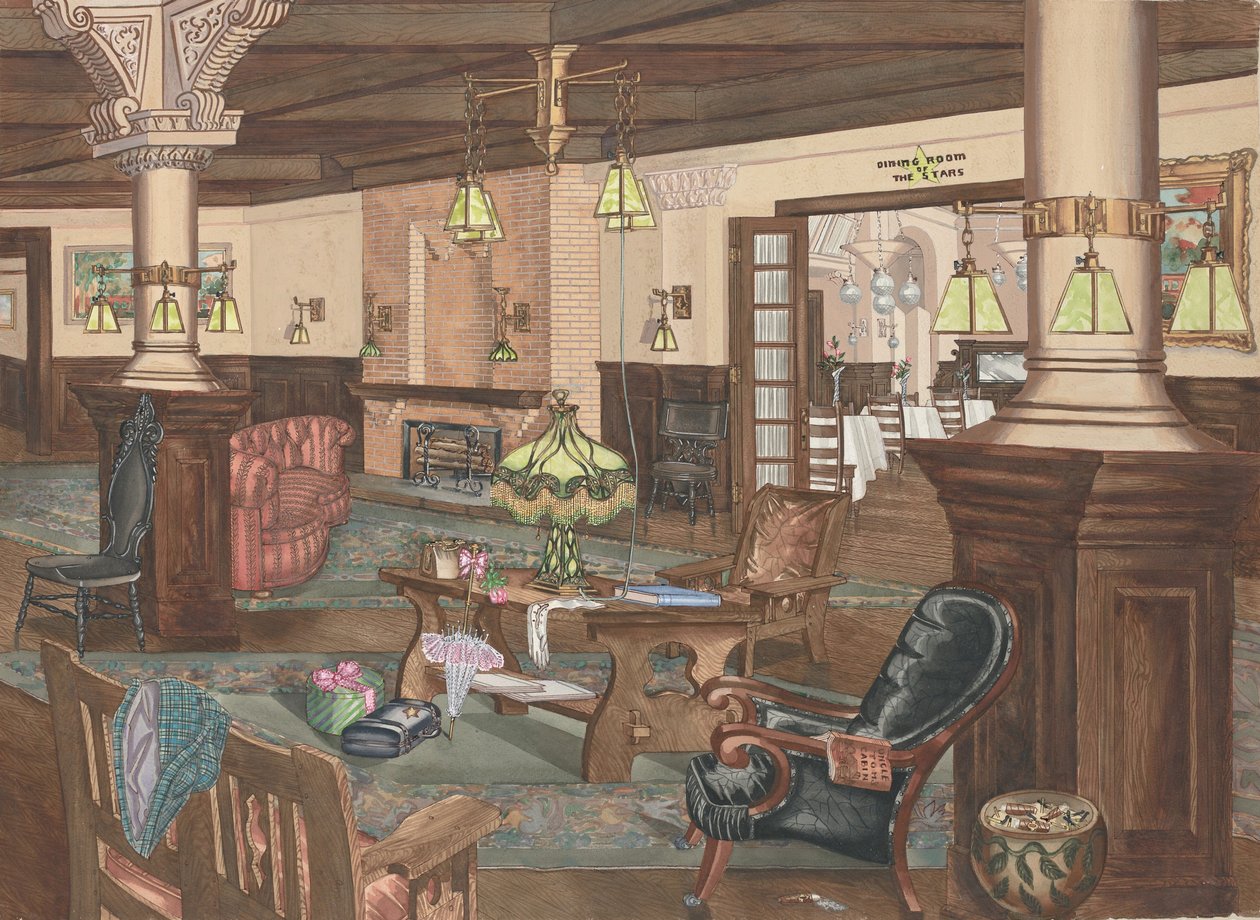 好莱坞酒店大堂，1902年，约1946年。 作者 帕金斯·哈恩利