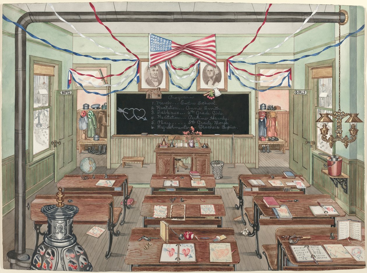 农村学校教室，1900年，19351942年。 作者 帕金斯·哈恩利