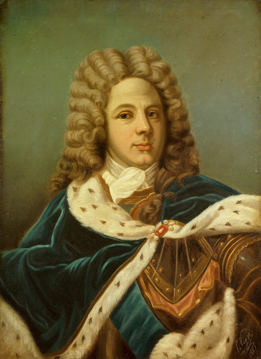 圣西蒙公爵路易·德·鲁夫罗伊 (Louis de Rouvroy) 的肖像（1675-1755 年）Perrine Vigger Du Vigneau（？ 1894 年）的纪念绘画。 1887 年。尺寸 0.75 x 0.54 m 作者 Perrine Viger du Vigneau