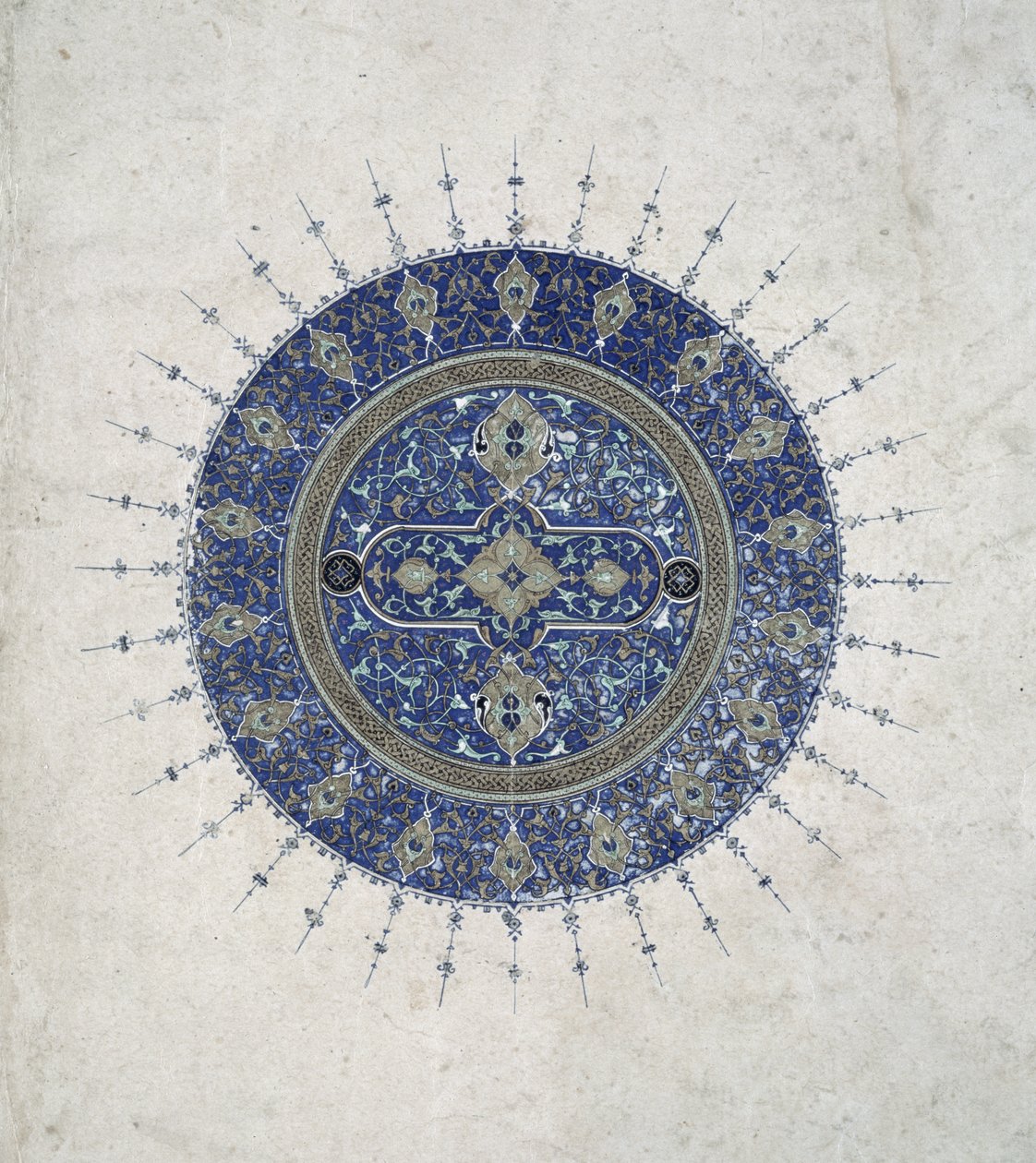 使用Tabari（c.839-923）用阿拉伯语写成的使徒和国王年鉴的波斯语译本中的shamsa或小太阳，1470 作者 波斯学校