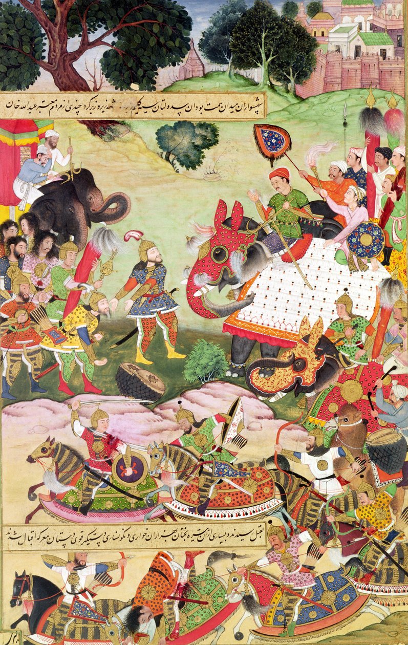 波斯和图兰之间的战争，来自&39;Shahnama&39;（国王之书）的插图，作者：Abu&39;l-Qasim Manur Firdawsi（c.934-c.1020）1396 作者 波斯学校